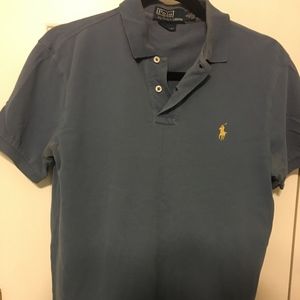 Blue Polo with cream design